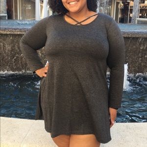 Grey mini dress plus size